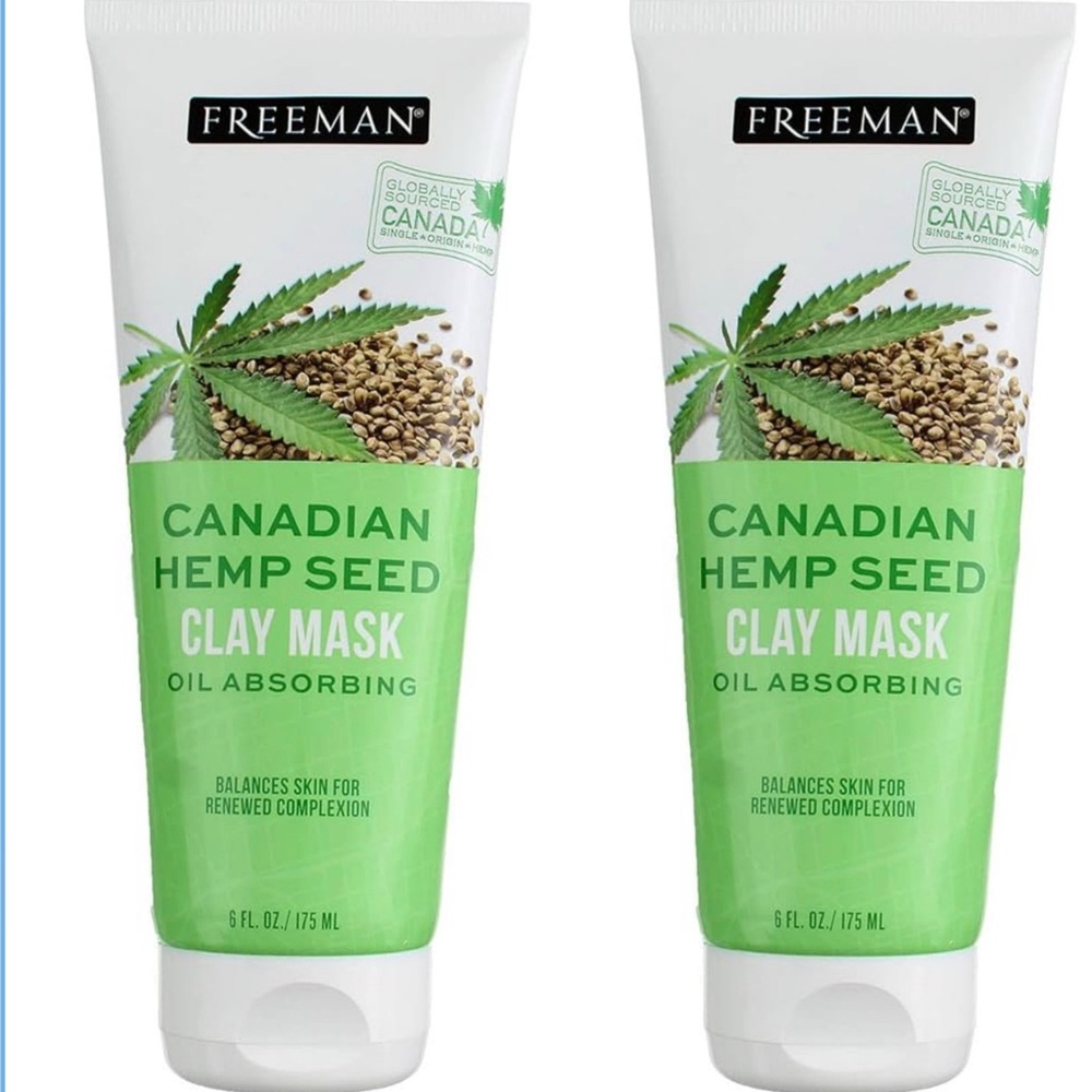 Freeman Canadian Hemp Seed Oil Absorbing Clay Mask TWO NEW Skin Cruelty Free
